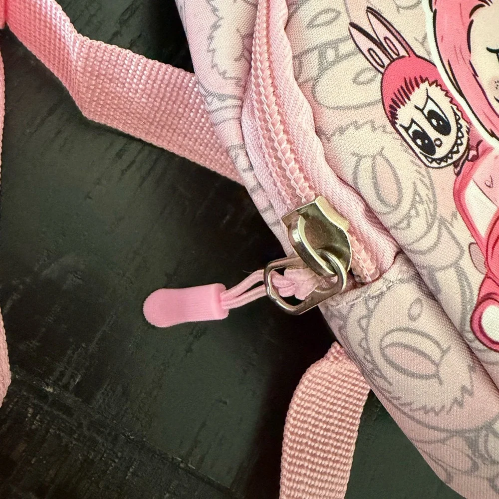 Labubu pink crossbody slingbag graphic monster character collectible toy kids